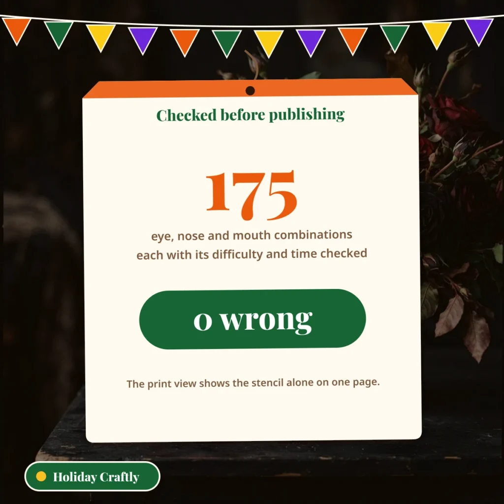 Check result: 175 eye, nose and mouth combinations tested for level and time, 0 wrong